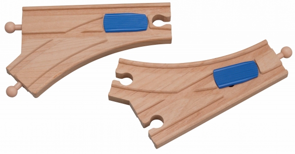 2 mechanical curved switch wooden tracks