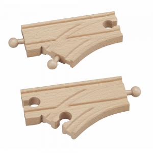 2 short curved switch wooden tracks