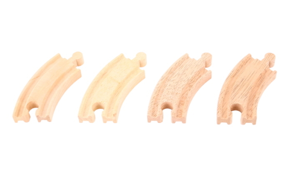 4 short curved wooden tracks