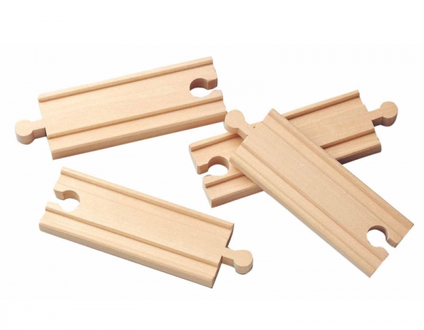 4 small straight wooden tracks