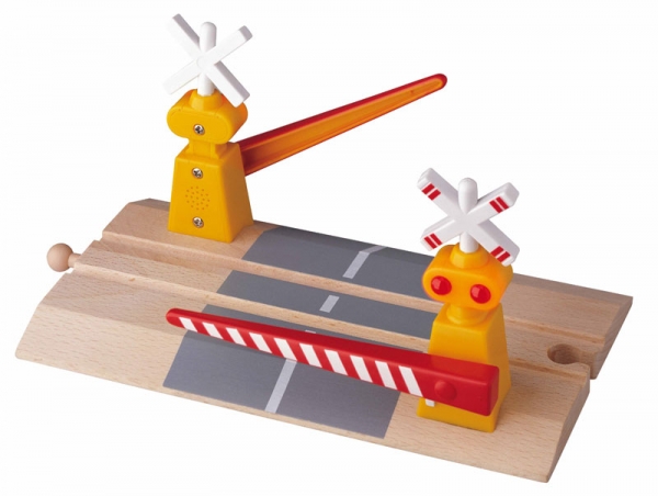interactive light and sound wooden level crossing