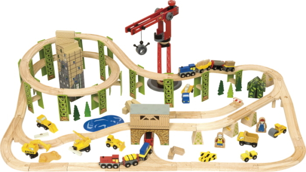 116 piece construction wooden train set
