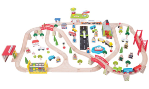 122 piece transportation wooden train set