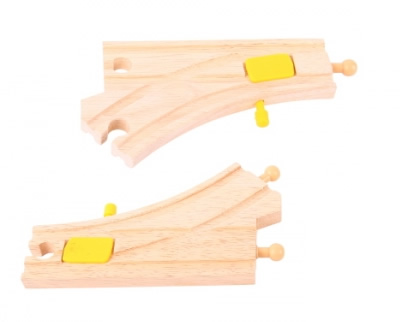 2 mechanical curved switch wooden tracks with levers