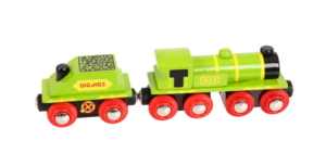green engine and coal tender wooden train
