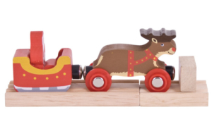 wooden santa sleigh with reindeer