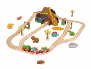 dinosaur wooden train set