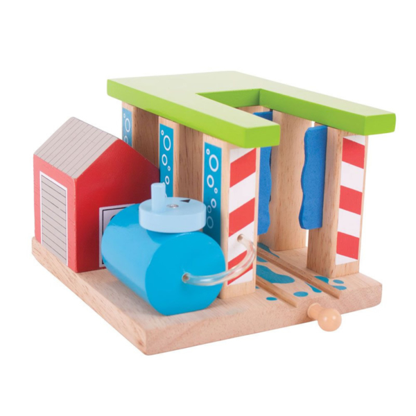 wooden train washer building