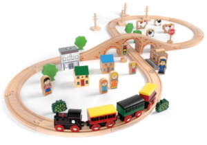 little town wooden train set