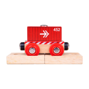 red container wooden train wagon