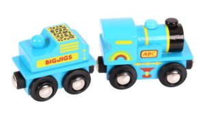 blue abc engine wooden train