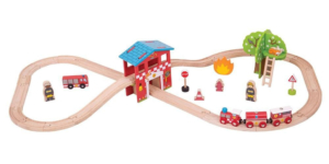 fire station wooden train set