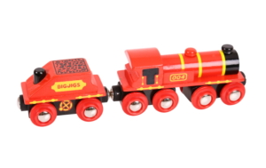 red engine and coal tender wooden train